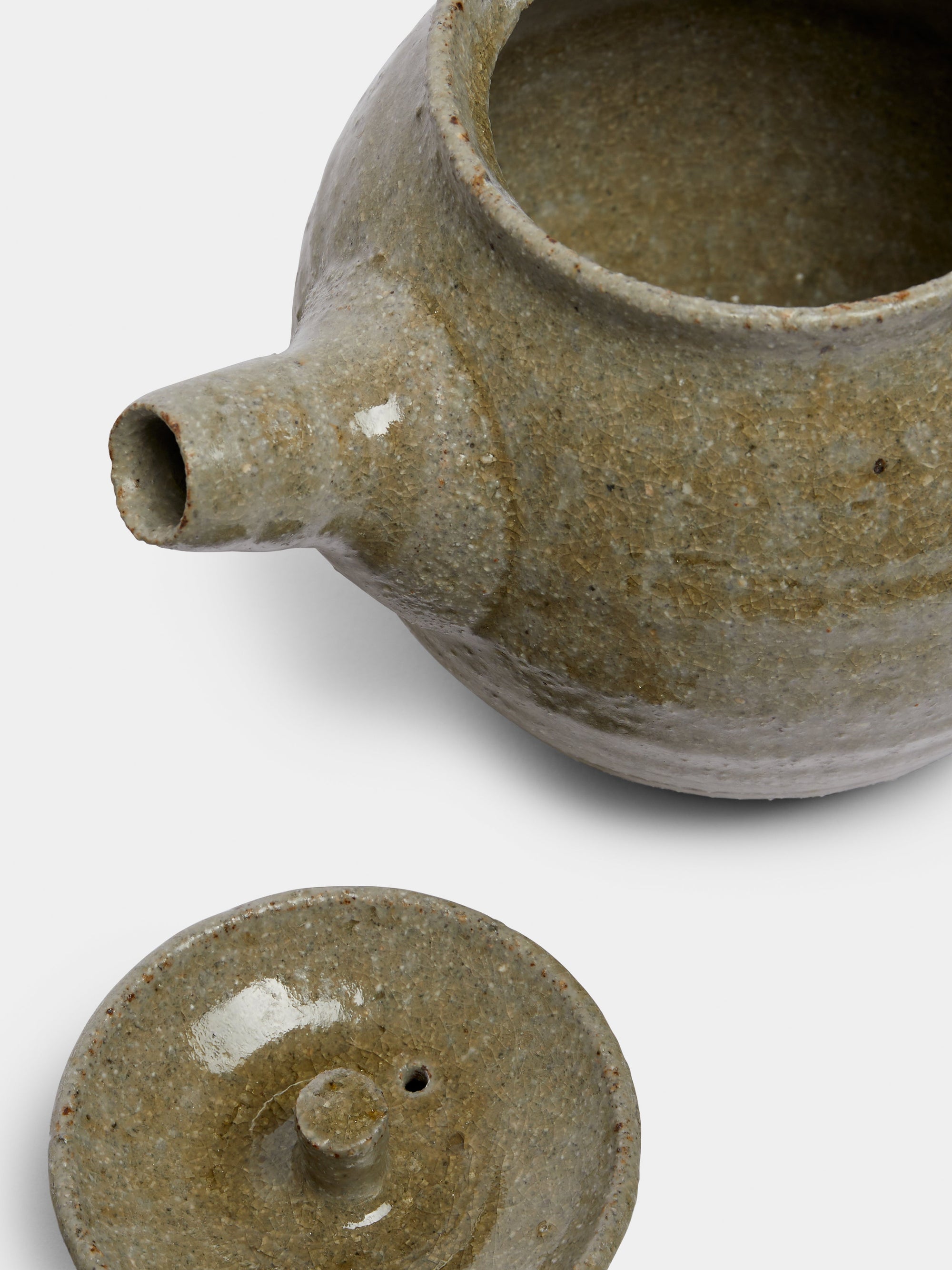 Ash-Glazed Ceramic Teapot