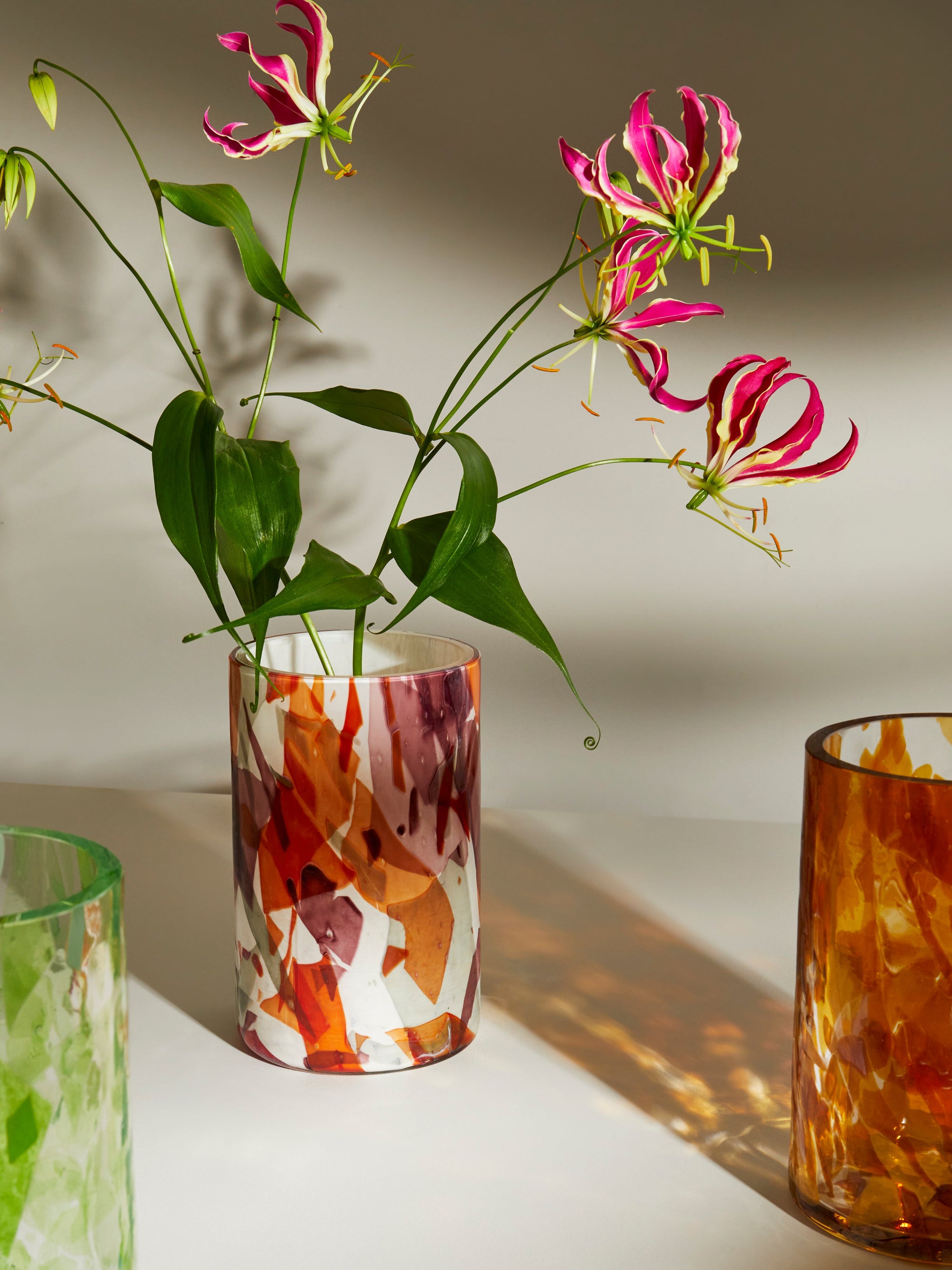 Autumn Hand-Blown Murano Glass Vase (8in/20cm)
